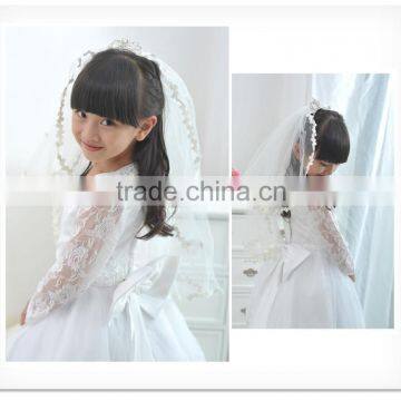 White Fancy Flower Girl A-Line Scalloped Long Sleeve Customized Vestidos Girl Dress for Wedding FG012 baby girl wedding dress