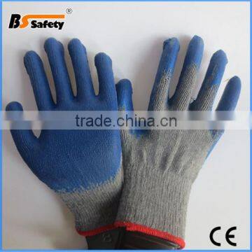 BSSAFETY 10g Protective Blue Latex Coated Household Safety Work Hands Gloves From China With Cheap Price