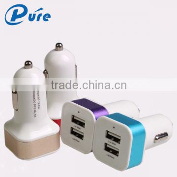 2016 New product 2 in 1 dual usb phone car charger 12V car battery charger for all iphone and samsung with CE RoHS FCC