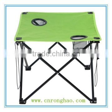 Portable folding camping table with cup holder