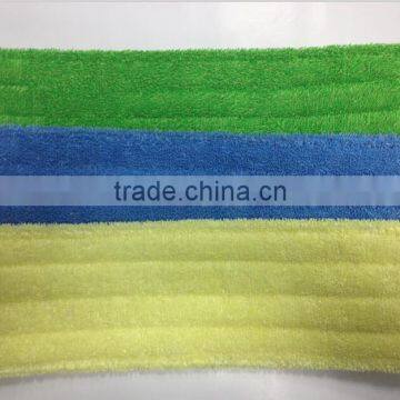Yellow green blue microfiber mop with pocket backing