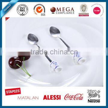 Elegent teapot design resin head stainless steel coffee spoon for promotion