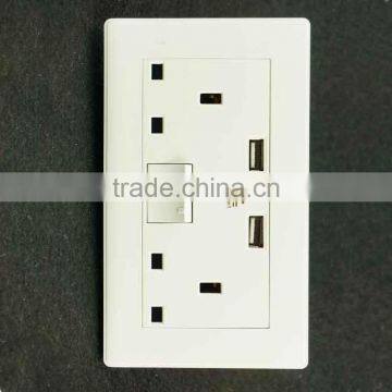 UK Standard Electric Double Power Points Wall Switch With Usb Socket photo-2