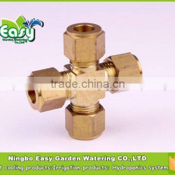 Brass OD Cross connector 3/8" for mist cooling system. Cross