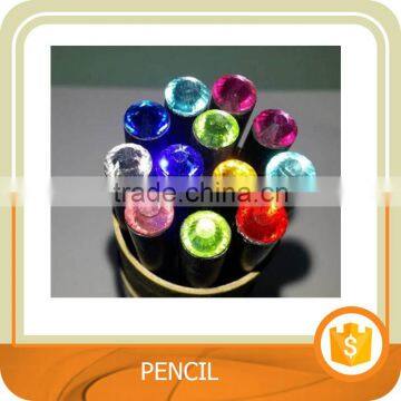 High Quality Black Wood Round Shaped Pencil With Shining Crystal, trade assruance.