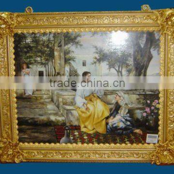 European Luxury Gold Plated Copper and Ceramic Art Painting, Wall Decorated Painting photo-2