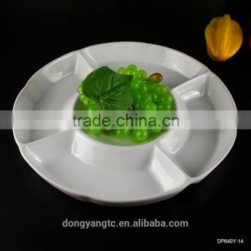 Factory direct wholesale white glazed ceramic section plates