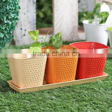 Colorful Garden Planter With Base 4 Pcs