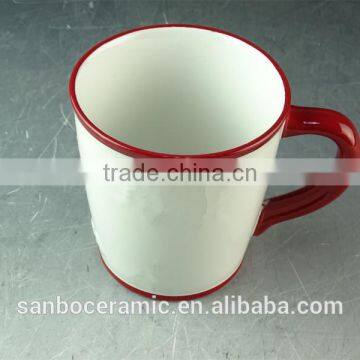 Ceramic Stoneware Customized Enamel Mug 450 Ml/16 Oz Personalised Mugs Red Glazed Rim photo-2