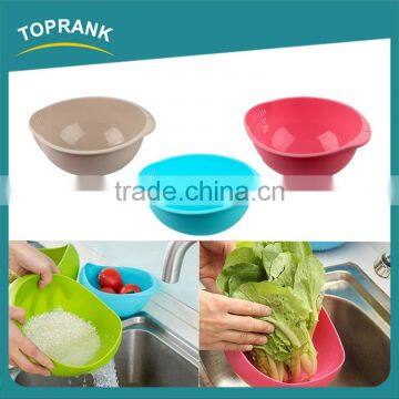 Cheap wholesale kitchen vegetables fruit wash strainer colander bowl colorful plastic rice colander