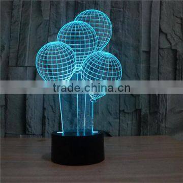 3D vision balloon shape decoration usb charging led night lamp