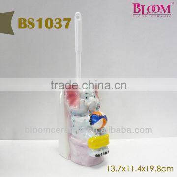 Elephant shape porcelain toilet brush holder