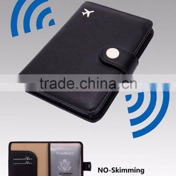 Black Hot Selling Genuine Leather Rfid Travel Passport Holder photo-3
