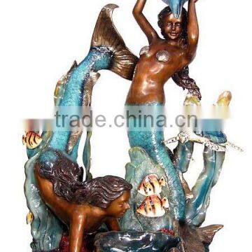 2015 modern garden decoration bronze mermaid water fountains for sale