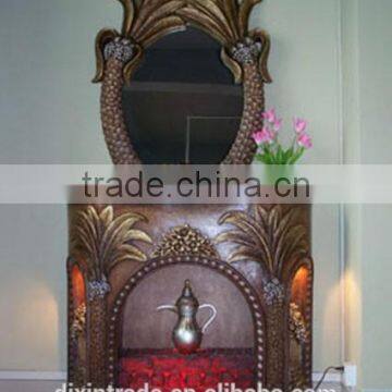 coconut decorative fireplace with mirror