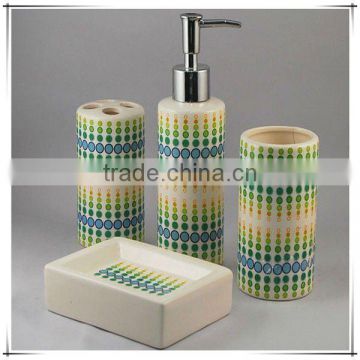 4pcs round full printing bathroom set ceramic