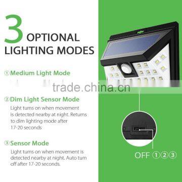 Ningbo 24led Solar Powered Night Lights Outdoor Pillar Solar Sensor Wall Lamp
