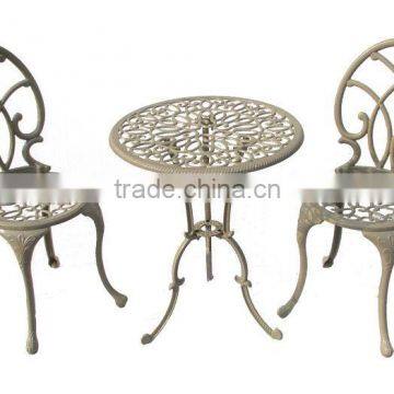 Customized cast Aluminum garden metal bistro set garden metal table and chair for hot sale