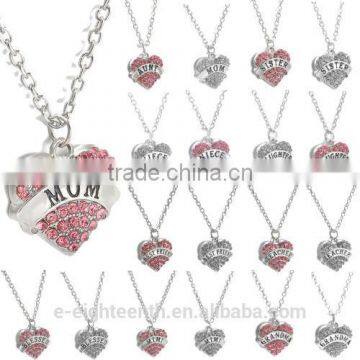 2016 Cheap Hot Crystal Love Heart Pendent Necklace Fashion Family Xmas Gifts Jewelry photo-2