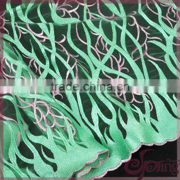 Colorful vines embroidery lace fabric, elegant plain mesh embroidery fabric