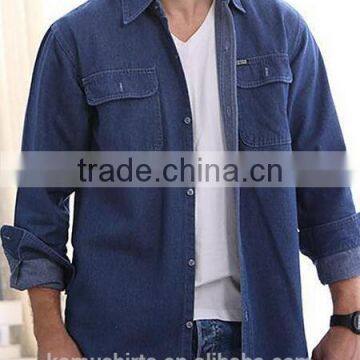 Mens' Long Sleeve Fashion Denim Casual Dress Shirts