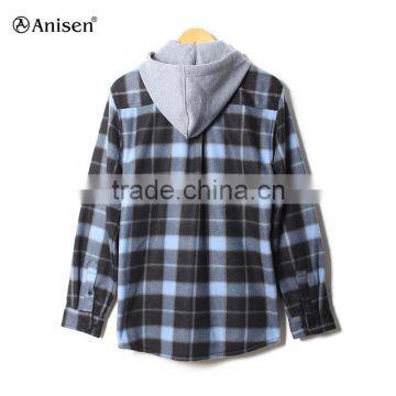 Chinese Supplier Custom Design Men Fleece Plaids Jacket With Hood photo-2