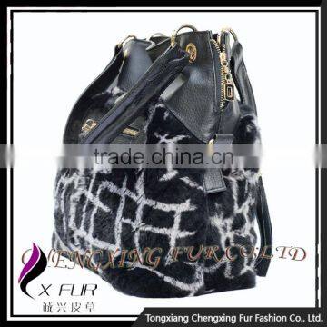 CX-H-44 Ladies Fashion Design Rex Rabbit Fur Handbag photo-6