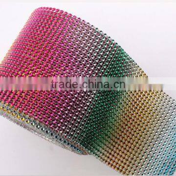 crystal AB plastic rhinestone mesh sheet, plastic rhinstone banding, rhinestone mesh trimming,rhinestone mesh roll