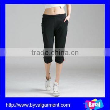 Womens High Quality Fitness Yoga Black Cropped Pants