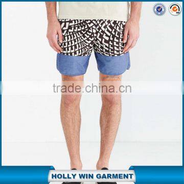 Beach Sides Leisure Hem Boardshort Stitching With Denim Shorts photo-1
