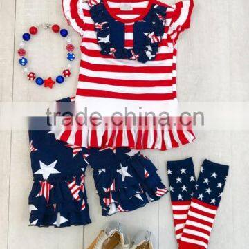 Girls Outfit 2 Pieces Boutique Clothing Set Kids Printed Cotton Baby Shorts Set photo-5