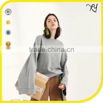 Custom Fashion Women Crew Neck Embroidered Hoodie Sweatshirt Without Hood photo-2