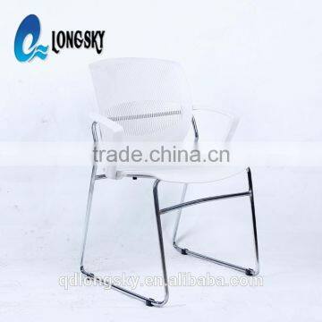 LS-4025F Fashion Design Stackable Metal Frame Plastic Chair With Arms Metal Stacking Conference Chair photo-2