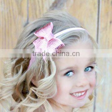 Wholesale Trade Kids Headwear Apparel Accessories Computer Embroidery Flash Bead Piece Big Bowknot 10 Colour Hair Accessories photo-3