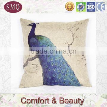 linen printing cushion cover decorative cushion covers with peacock pattern