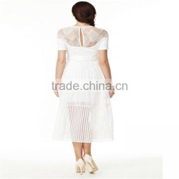 Hot Sales Wedding Dress Pure Dirndle Empty Lace Trim Neck ,transparent Grenadine Hem Ladies Dress OEM photo-2
