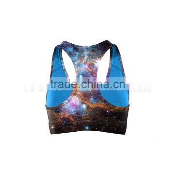 Galaxy Lava Compression Sports Fitness Bra With Sky Blue Internal Structure Made With Soft Supplex for Feel Free Push up photo-2