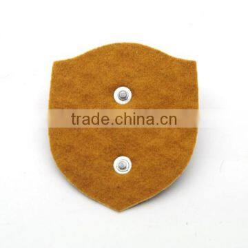 Brown PU Leather Patch With Gold Metal Alloy Cat Logo Jeans/jacket PLB-014 photo-3