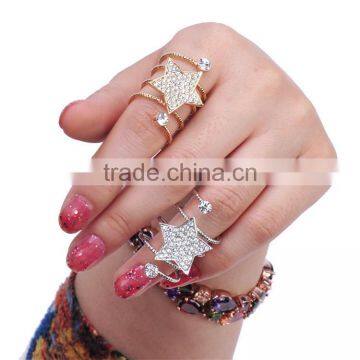 1pcs Gold-plated Rhinestone Star Wrap Spiral Finger Rings