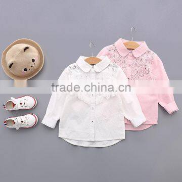 Girls tassel Blouse for School Children Girls Blouses Baby Girls Long Sleeved Lace White Shirts Tops