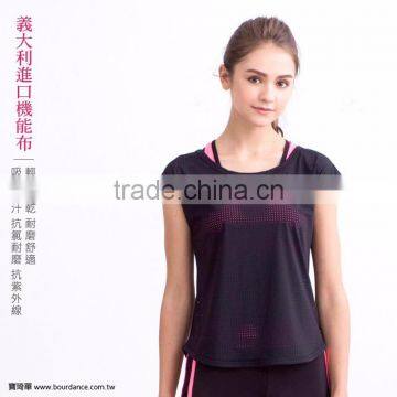 Wholesale fitness apparel adult short sleeve net top