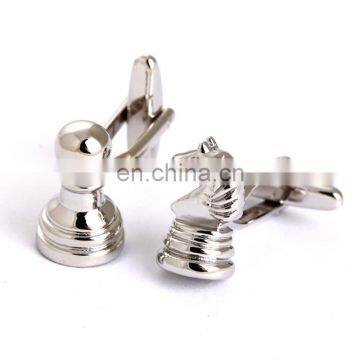 International Chess Knight and Pawn Silver Men Chess Cufflinks photo-2
