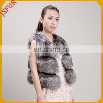 Fad and nobleness short silver fox fur vest