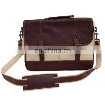 Canvas leather bag laptop hand bag shoulder bag