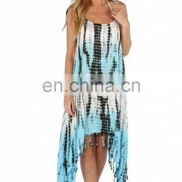 Stylish Girls Wear Tie & Dye Rayon Spaghetti dress With Fringe