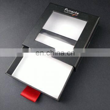 Sliding Drawer Packaging Paper Jewellery Box With Clear PVC Winder