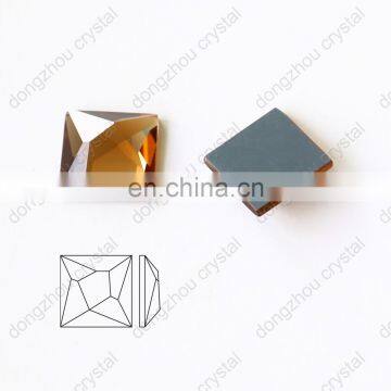 DZ-1072 square shape silver foiled flat back glass stones for jewelry