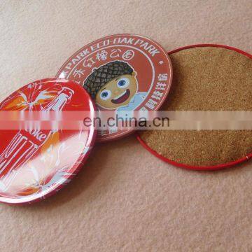 Custom Printing Logo Round Tin Coaster With Cork Back photo-5