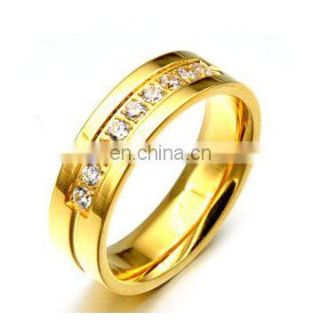 wholesale Top Quality stainless steel jewelry ring Popular Titanium gold couple finger Ring for man and woman with zircon