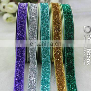 Wholeslae elastic metallic velvet ribbon